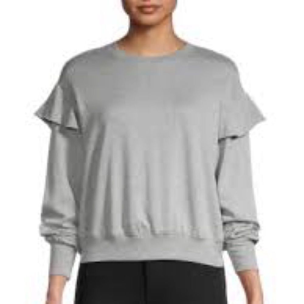 Michael Stars NWT Los Angeles Kacey Ruffle Heather Gray Sweatshirt. Size XS.